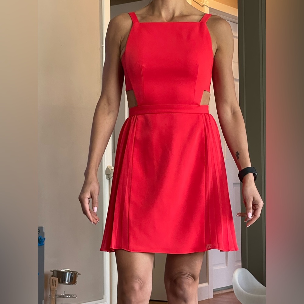 BCBG cocktail dress in blood orange